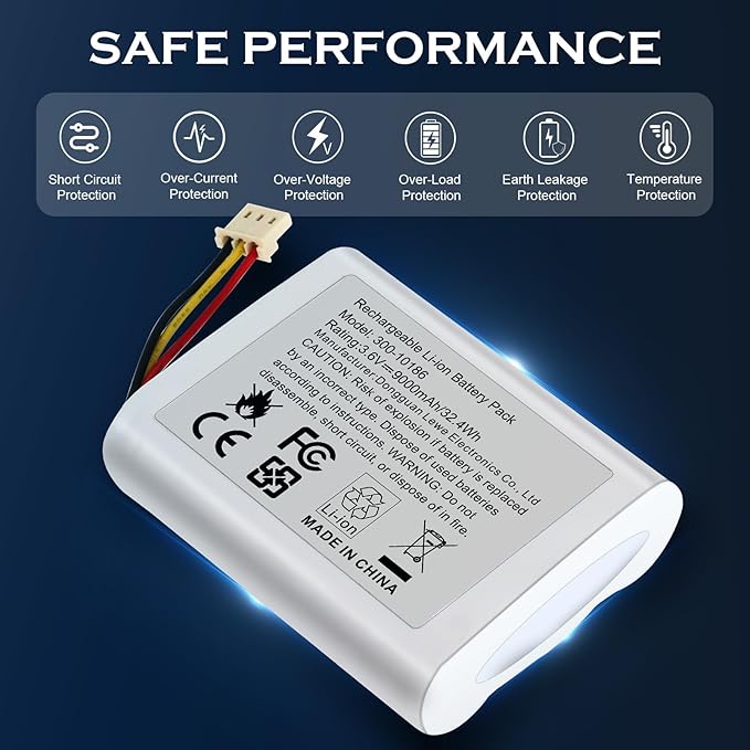 9000mAh Battery 300-10186 Replacement for ADT Command Smart Security Panel ADT5AIO-1 ADT5AIO-2 ADT5AIO-3 ADT7AIO-1, ADT 2X16 AIO Home Security System ADT2X16AIO-1 ADT2X16AIO-2 Battery 3.6V 32.4Wh