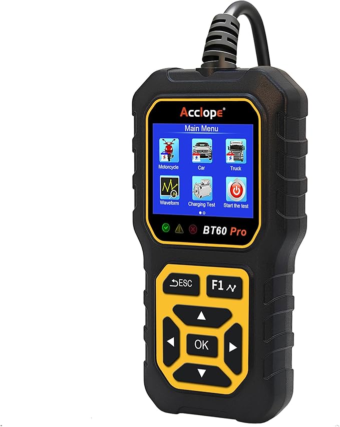 Acclope BT60 Pro Car Battery Tester, Digital Analyzer with Cloud Printing, 100-3000 CCA Range for 6V/12V/24V AGM, Lithium, Gel Batteries, Automotive Charging System