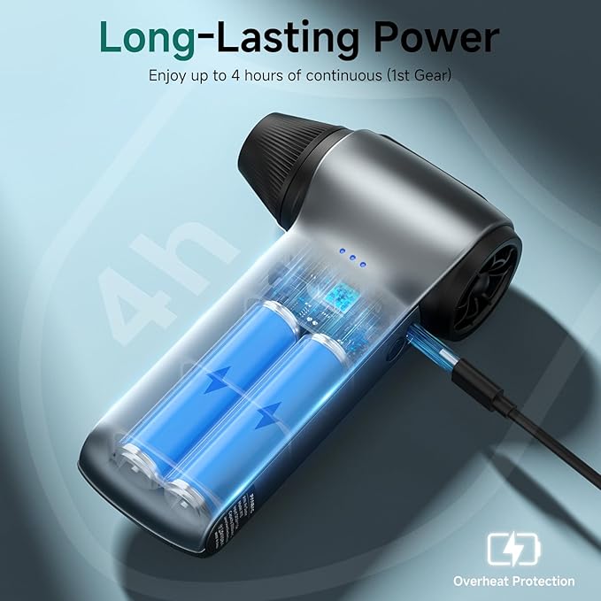 FANEAC X115 Compressed Air Duster - 130000RPM Ultra Power Electric Air Duster, 3-Gear Speed Mini Dust Blower for Computer, Keyboard, Electronics Indoor and Outdoor