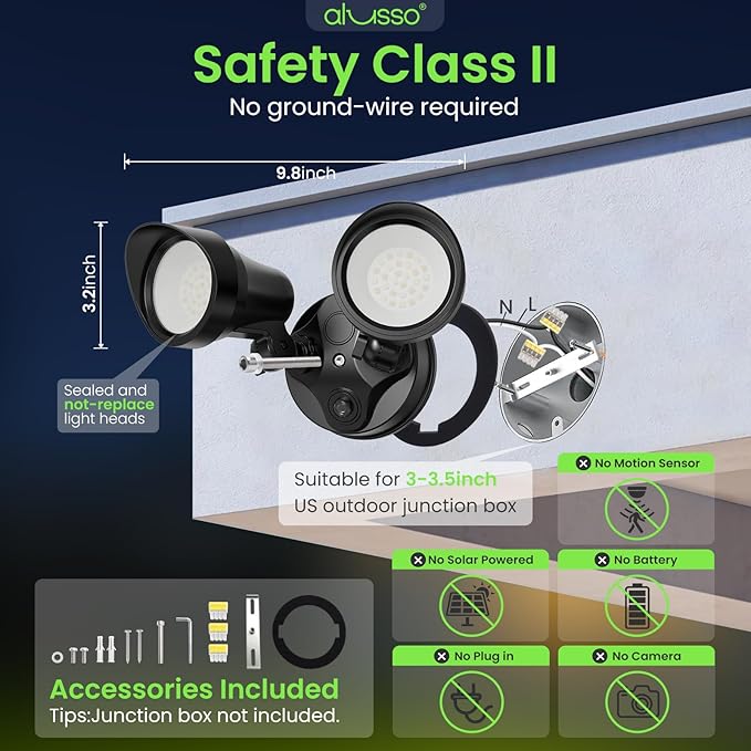ALUSSO Dusk to Dawn Outdoor Lighting, 25W 2000LM Dusk Till Dawn Outdoor Light, 3000K/4000K/6000K 3CCT IP65 Security Lights ETL Listed Dusk to Dawn Hardwired for House Garage Yard Walkway Black 2 Pack