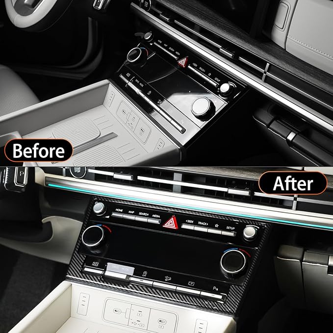 YOUTOOCAR Climate Control Panel Trim Frame Cover Compatible with Hyundai Santa Fe 2024–2025 Accessories (Carbon Fiber Pattern)