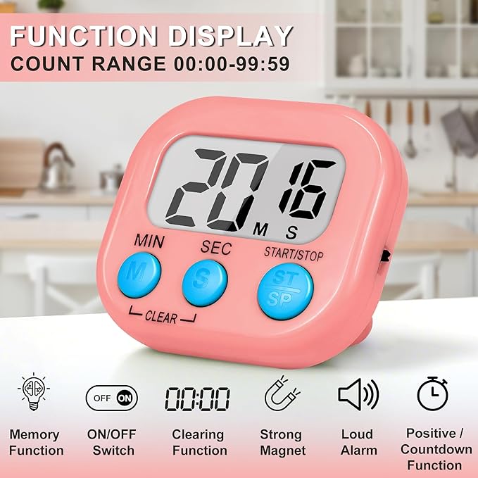 ZILLEEN Classroom Timer for Kids Teachers 2 Pack Digital Timers, White & Pink