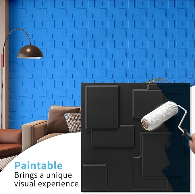 Art3d 20 Pack Decorative 3D Wall Panels, 19 Sq.Feet PVC Interior Wall Décor, 11.8"x11.8", Black