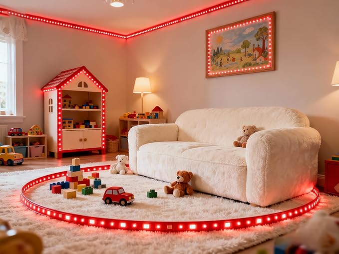 Red Led Lights Strip Valentines Galentines Day Decorations for Home Party Office Rope Lights Easy DIY Bedroom Cuttable Strip Lights for Baby Room Bathroom Living Room Ceiling Wall Vanity Mirror