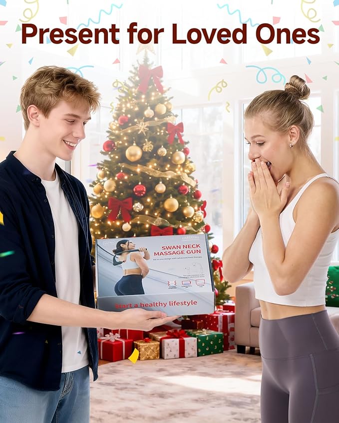 CAREKING Upgraded 2-in-1 Massage Gun with Heat, Pain Relief Deep Tissue Back and Neck Massager with Extension Handle, Handheld Muscle Massage Gun for Back, Shoulder, Arm,Thigh