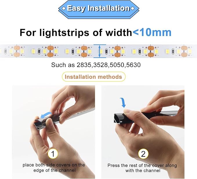 VST 6pack 3.3 ft LED Channel, V Shape Led Diffuser Channel, LED Aluminum Channel System with Black Cover, End Caps and Mounting Clips, Aluminum Profile for LED Strip Light Home Decoration