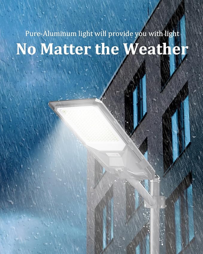Ofuray Of-6500W Solar Street Lights Outdoor,30,000Mah High Power Solar Security Flood Lights Parking Lot Lights Commercial Dusk to Dawn, 6500k IP67 with Remote Control for Street,Court,Barn