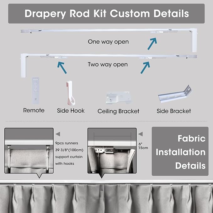SmartWings Automatic Curtain Opener, Motorized Vertical Blinds with Remote, Electric Closet Doors Sliding Panels Compatible with Alexa Google Homekit, Curtain Track Rod Kit