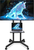 Solid Grace Rolling TV Stand with Wheels for 32-75 Inch TVs up to 88lbs, Portable TV Stand with Shelf, Mobile TV Cart for Living Room, Office, Meeting Room, Outdoor