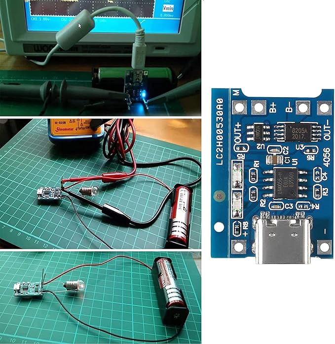 Gebildet 10pcs TP4056 Type-C Input Interface USB 5V 1A 18650 Lithium Battery Charger Module Charging Board with Dual Protection Function