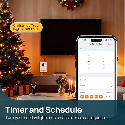 Linkind Matter Smart Plug with LED Night Light, Work with Alexa, Apple Home, Google, Smart Outlet 15A/1800W, Dusk to Dawn, Plug in Wall, Timer&Schedule, ETL&FCC Certified, 2.4GHz Wi-Fi Only, 2 Pack