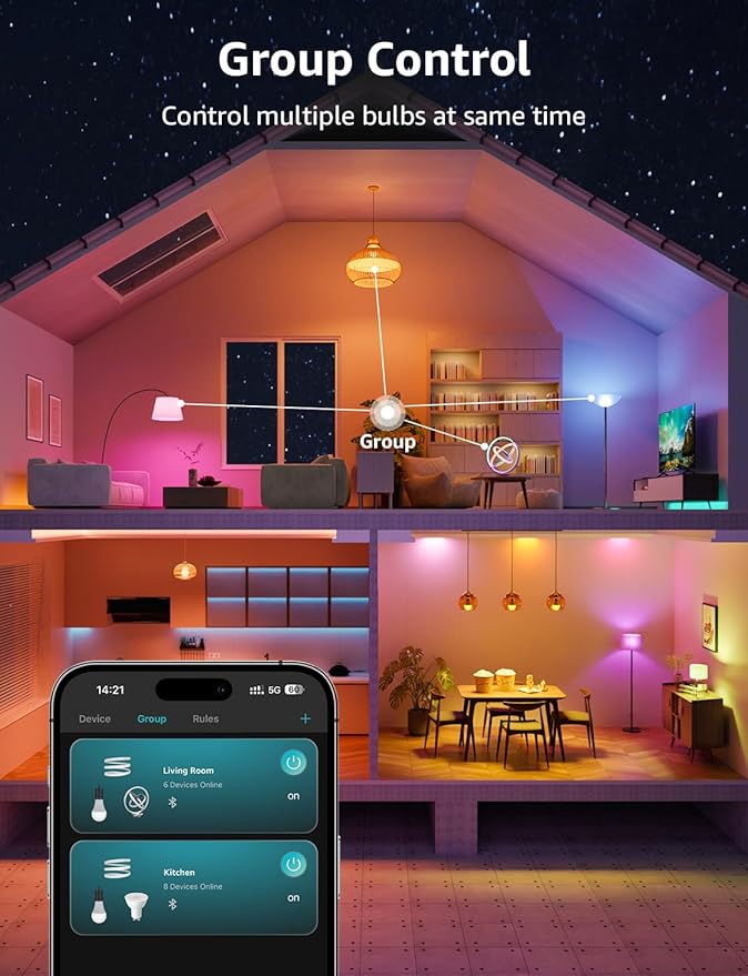 Lepro B3 AI Smart Light Bulbs - 1500LM 100W Equivalent A21 Bulb, WiFi & Bluetooth RGBWW Color Changing, Works with Alexa & Google Assistant, AI Voice Control by App, Music Sync, 2.4GHz Only (4 Pack)