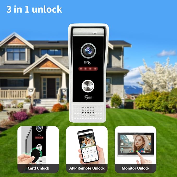 Video Doorbell Intercom System,10 Inches Touch Screen (Black) Video Doorbell Door Phone System,Support Remote Unlock, Dual-Way Intercom,Night Vision for Villa House Apartment (2-Camera + 2-Monitor)