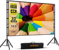 TOWOND Projector Screen and Stand, 100 inch Projection Screen Outdoor Indoor, Portable 16:9 4K HD Rear Front Movie Screen with Carry Bag Wrinkle-Free Design for Home Theater Backyard Cinema