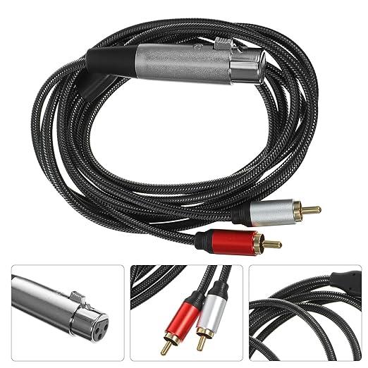 SEWCHICS XLR Female to Dual RCA Audio Splitter Cable 2m Microphone Signal Patch Cord for Audio Mixer Equipment