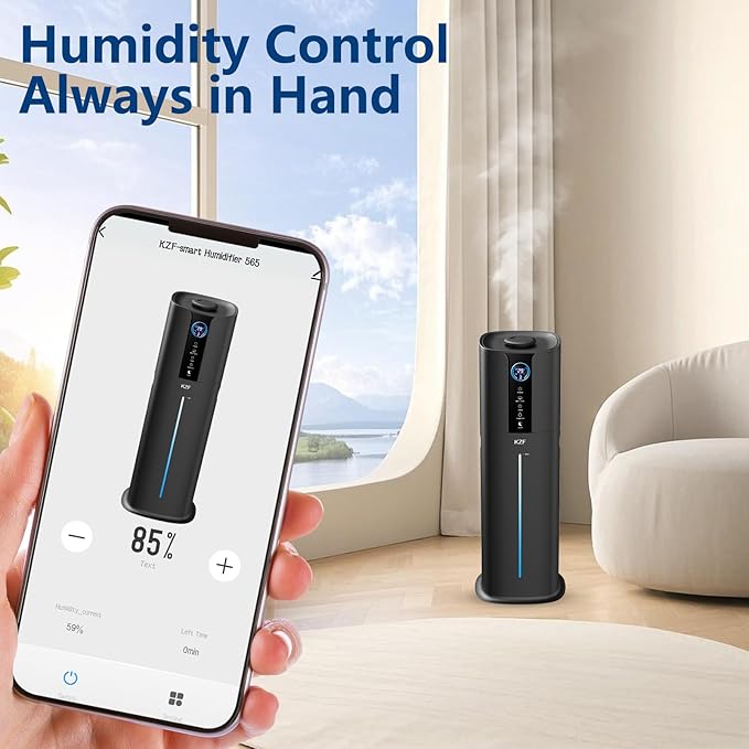 9L Smart Humidifiers for Bedroom Large Room, 2.3Gal Cool Mist Top Fill Diffuser App & Remote Control, 3 Mist Modes, Quiet Humidifier for Home Office Plant (Black)