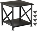 TQQDCI Printer Stand, 23.6 x 23.6 Inches Large Printer Stand with Storage Shelf, 2 Tier Printer Table for Home Office, Rolling Printer Cart with Industrial Wheels, Mini Fridge Stand Table, Black