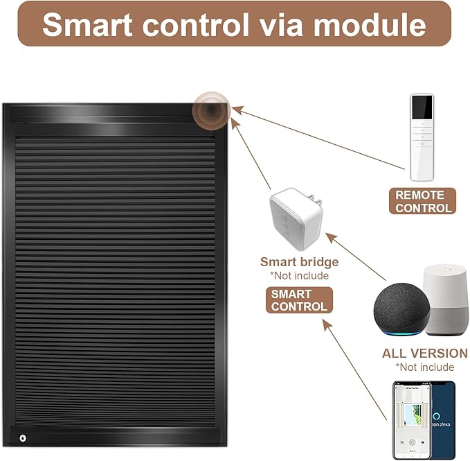 LEXEN Smart Bottom Up Honeycomb Shades - WiFi Enabled Motorized Cellular Blinds Compatible with Alexa/Google Home Easy Install Blackout Honeycomb Blinds with Aluminum Frame Customize Size-Coffee
