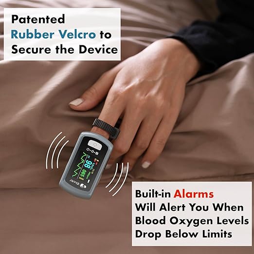 EMAY Sleep Oxygen Monitor with PC Software & App | Bluetooth Pulse Oximeter Rechargeable for Overnight & Continuous SpO2 Tracking with 72 Hours Built-in Memory | Gives Informative Report & Analysis