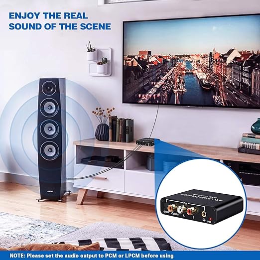 HDMI ARC Audio Extractor 192KHz Digital to Analog Audio Converter HDMI ARC Input SPDIF Optical to 3.5mm RCA Converter Optical Coaxial Stereo Adapter with 3 Mode Switch