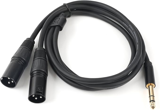 SiYear Profession 6.35mm (1/4inch) TRS Male Plug to 2 Dual XLR Male Microphone Stereo Unbalanced Audio Converter Adapter Y Splitte Cable Cord （5FT/1.5M
