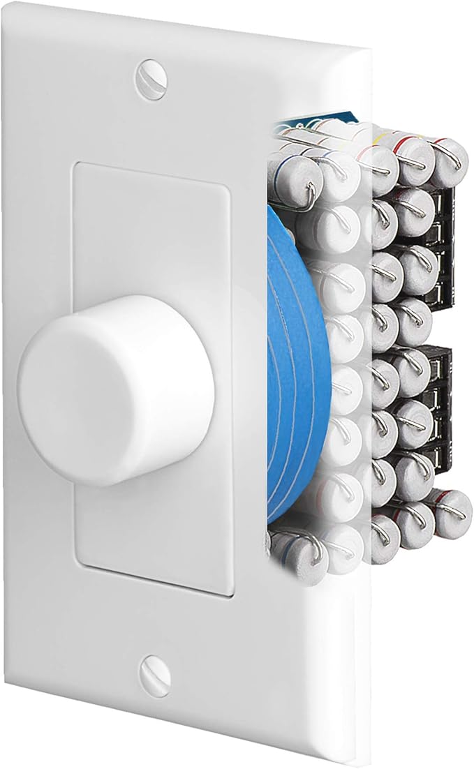 OSD Audio Resistor Based 150W in Wall Volume Control for Home Speakers, Rotary Knob White VKR120