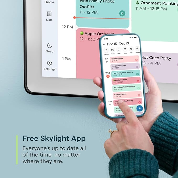 Skylight Calendar Max: 27-Inch Smart Digital Calendar & Chore Chart, Family Organizer with Interactive Touchscreen Display – Wall Mountable in Portrait or Landscape, Charcoal Shadowbox Frame
