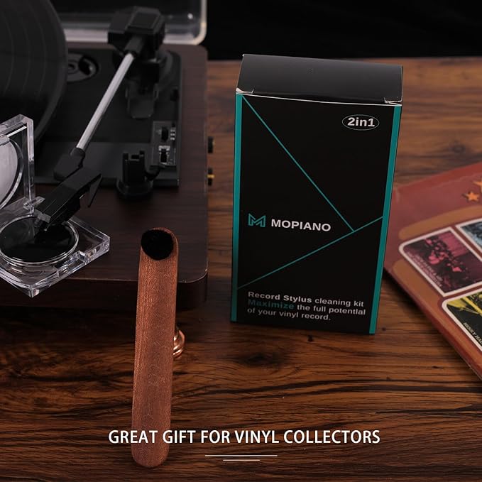 MOPIANO Record Stylus Cleaning Kit | Includes Turntable Cartridge Stylus Cleaner Gel,Anti-Static Stylus Cleaner Brush for Record Player Needles | Vinyl Record Cleaning Kit Accessories