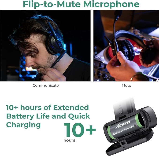 Accsoon Como MIC02-1H4R Wireless Headset Intercom System 9-Person Full Duplex 1312ft Team Communication Group Talk, Links up to 9-Person, 10+Hour Battery Life