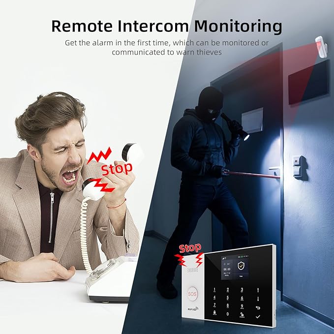 LWOHSI Wireless Home Alarm System,24 Pieces DIY 4G/WiFi Home Security Systems,Phone APP Alert,Door/Window Sensors,Motion Detectors,Remote,Work with Google for Home,Apartment,No Contract Fee