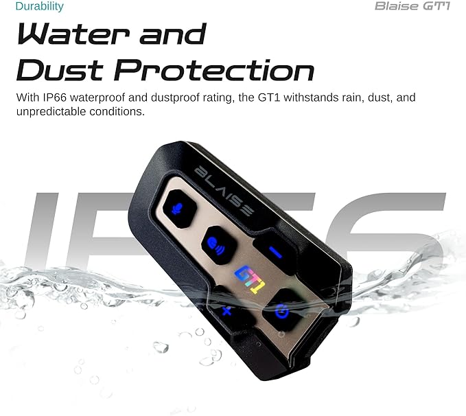 Logto Blasie GT1 Motorcycle Helmet Bluetooth Headset Intercom 2 Riders Music Share Helmet Communication System IPX6 Waterproof (Dual Pack-Black)