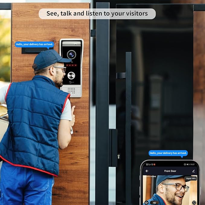 Video Doorbell Intercom System,7 Inches Touch Screen Video Doorbell Door Phone System,Support Remote Unlock, Dual-Way Intercom,Night Vision for Villa House Office Apartment (1-Camera + 2-Monitor)