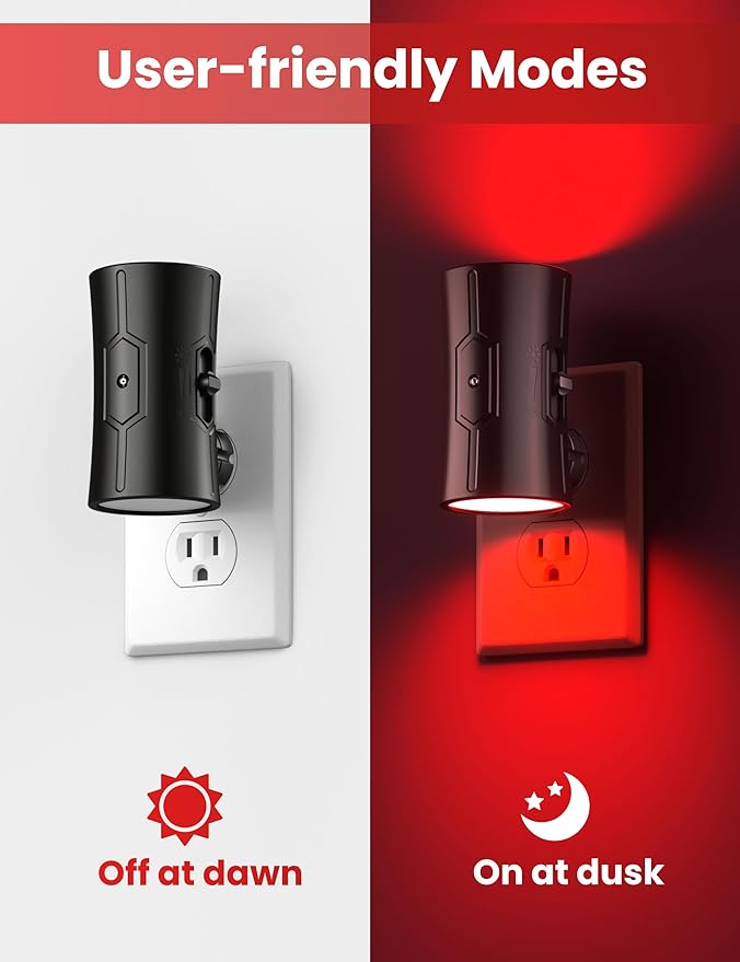 Sujeet LED Night Lights Plug into Wall, Bright Night Light, Dusk to Dawn Sensor, Red Night Light, 0-100LM Adjustable Brightness, Dimmable Nightlights for Hallway, Bathroom Bedroom Kitchen, 2 Pack