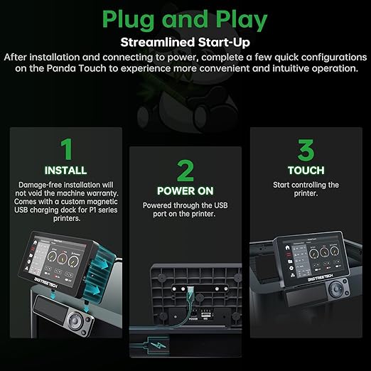 BIGTREETECH Panda Touch for Bambu-Lab P1S, P1P, X1C, X1E, A1, A1 Mini 3D Printers, Support Multi Printers and AMS Management Upgrade Wireless Touch Screen