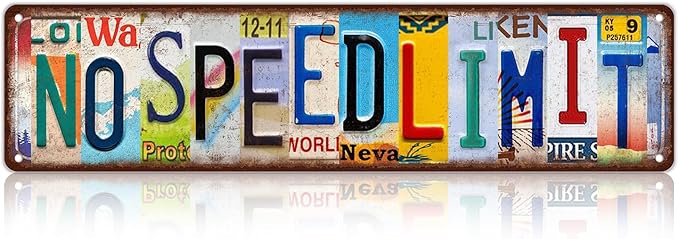 Vintage No Speed Limit Wall Decor Street Signs Home Bar Coffee Metal Tin Signs 16 x 4 Inches