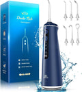 Water Flosser for Teeth, Cordless Oral Irrigator Portable Dental Cleaner Picks with 8 DIY Modes 7 Jets 300ml Tank Braces Flossers Rechargeable (Blue)