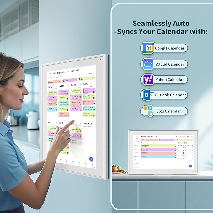Canupdog Digital Calendar, 21.5 Inch Electronic Calendar Chore Chart & Wall Planner, IPS HD Touchscreen Interactive Display for Family Schedules, Streamline Household Organization, Christmas Gifts for Women Mom