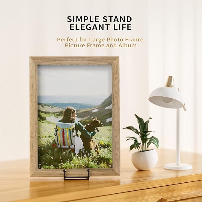 IPAME 4 Pack 8 Inch Large Plate Stands for Display - Metal Square Wire Plate Holder Display Stand + Picture Stand for Book, Platter, Plaque, Photo Easel