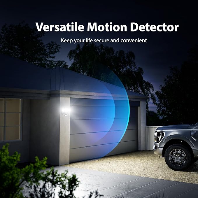 Onforu 2 Pack 75W LED Motion Sensor Outdoor Lights, 7000LM Dusk to Dawn Outdoor Lighting, 6500K Motion Detector Flood Light, IP65 Waterproof Hardwired LED Security Light for Yard Garage