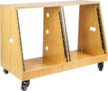 Sound Town DIY 2 x 12U Slanted Studio Rack with Solid Carbonized Bamboo, Casters, for Recording Room, Home Studio (STBR-D12T)