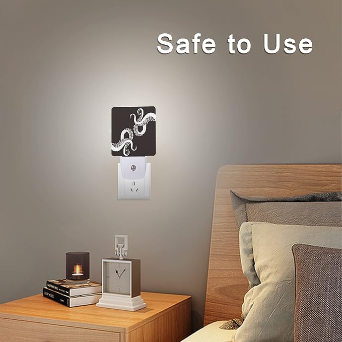 Smoaffly Octopus Night Light Plug-in LED Nightlights Auto Sensor Night Lamp Dusk-to-Dawn Lamp Home Decor for Nursery Children Girls Boys