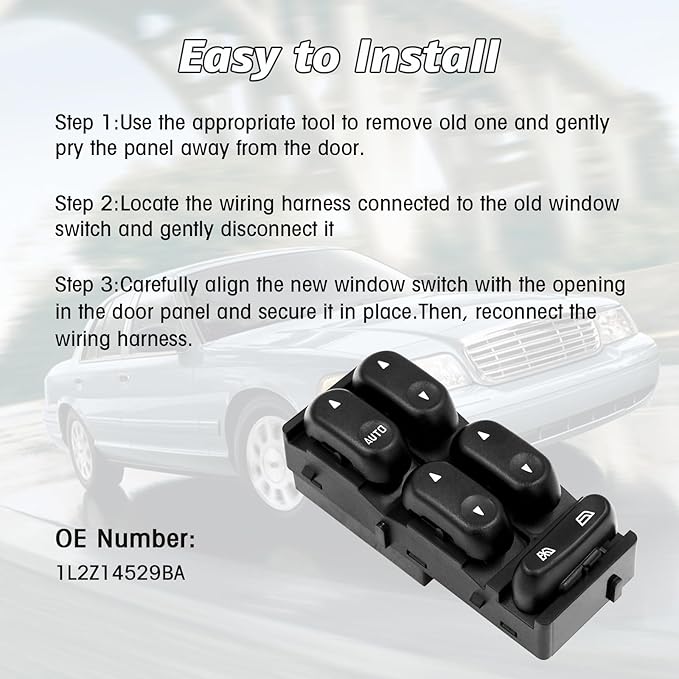 Ford Power Window Switch Replacement for 2002 2003 2004 Ford F250 F350 F450 F550,2002-2003 Explorer, 2002-2005 Excursion Mercury Mountaineer Replacement Button Windows Switches - OE 1L2Z14529BA