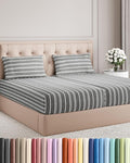 Split King Size 5 Piece Sheet Set - Comfy Breathable & Cooling Bed Sheets Set - Hotel Luxury Bedding for Women, Men, Kids, Teens, Boys & Girls - Deep Pockets & Wrinkle Free - Oeko-Tex - Grey Stripes 3