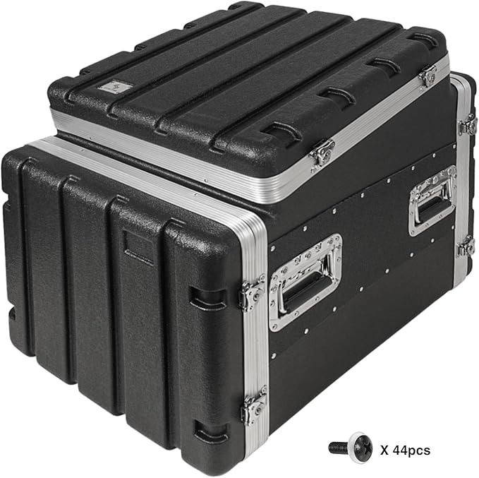 Sound Town Lightweight and Compact 8U ATA ABS Rack Case, with Slant Mixer Top, 21" Depth, 10U Top and 8U Side Spaces (STMR-A10X8U)
