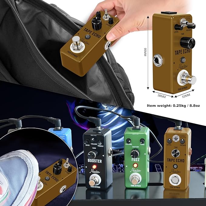 Rowin Tape Echo Delay Digital Guitar Effect Pedal with Storage Function for Timbre and Sound.