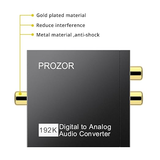 PROZOR 192KHz Digital to Analog Audio Converter DAC Digital SPDIF Optical to Analog L/R RCA Converter, Toslink Optical to 3.5mm Jack Adapter for PS3 HD DVD PS4 Amp Apple TV Home Cinema