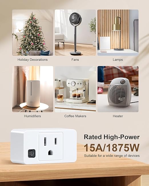 Wireless Remote Control Outlet, 200FT Long Range Remote Light Switch, Mini Remote Outlet Plug, 15A/1875W High-Power for Lamps, Lights, Household Appliances, FCC & ETL Listed (5 Outlets + 2 Remotes)