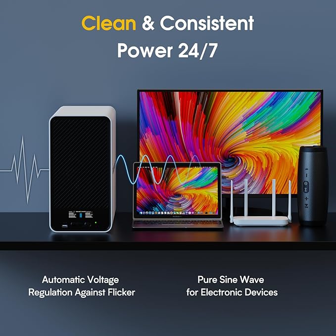 GOLDENMATE 1500VA/1000W Lithium UPS Battery Backup and Surge Protector, Backup Battery Power Supply with LiFePO4 Batteries(296Wh), AVR, Line Interactive Sinewave UPS System, 8 Outlets, LCD Display