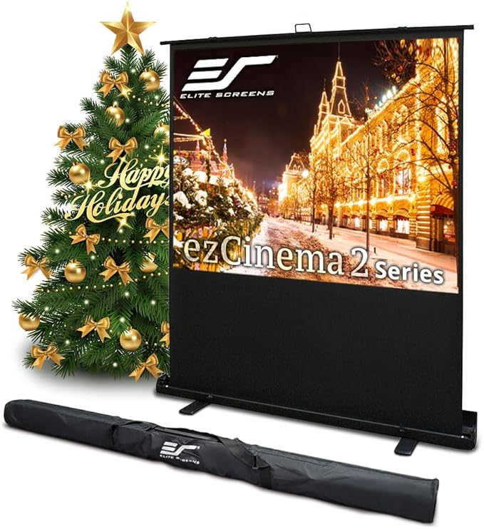 Elite Screens ezCinema 2, Portable Manual Floor Pull Up Scissor Backed Projector Screen, 84-Inch, Home Theater Movie Office Classroom Projection Carrying Bag, US Based Company 2-YEAR WARRANTY, F84XWV2