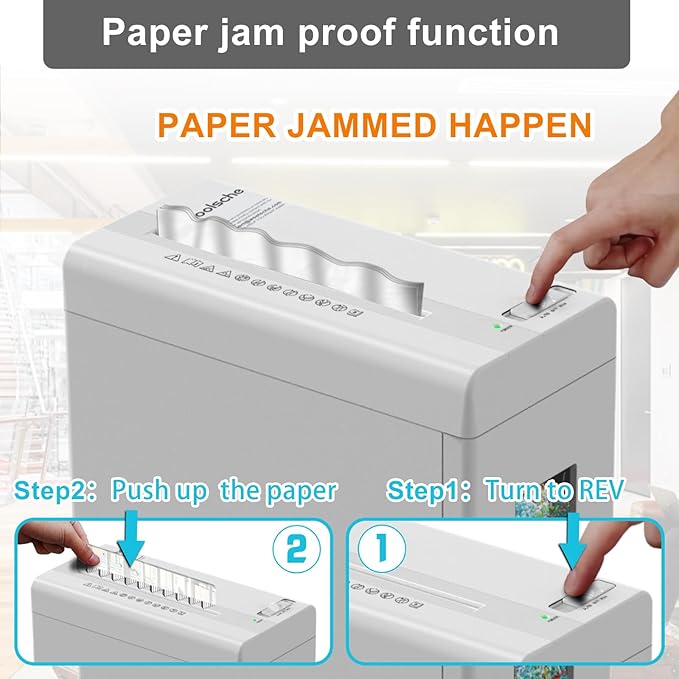 Suntiko Paper Shredder, 5-Sheet Micro Cut with 2.65 Gallons Bin, P-5 High Security Level, 5 Munites Non-Stop Working Time, Compact Design Pull Out Basket with Jam Proof System for Home Office